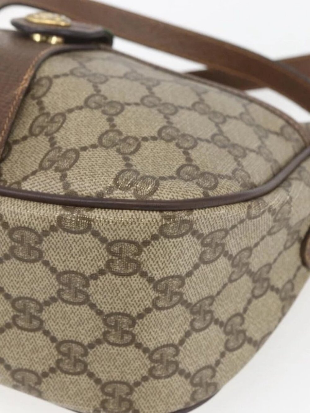 GUCCI GG Supreme Web Sherry Line Shoulder Bag PVC Beige - Picture 9 of 16